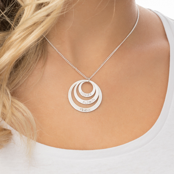 Sterling Silver Three Disc Necklace for Mothers