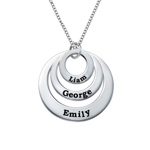 Engravable Classic Discs Necklace in Silver